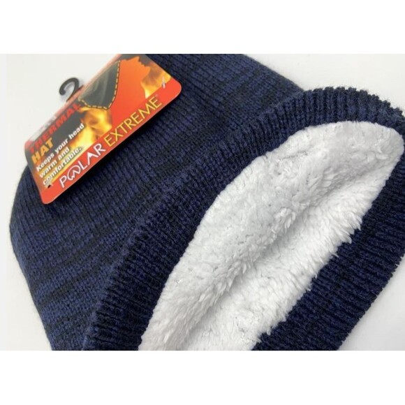 Polar Extreme Beanie Warm Knit Hat Insulated Thermal Fleece Lined Cap Navy Blue - Picture 2 of 2